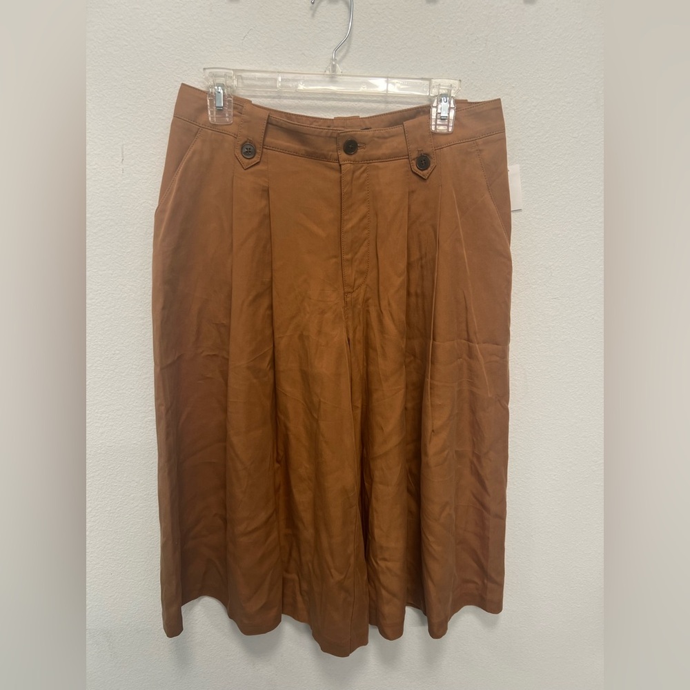 NWT Banana Republic | Brown Culottes | Pleated Cropped Pants | 10 Petite - Picture 2 of 5